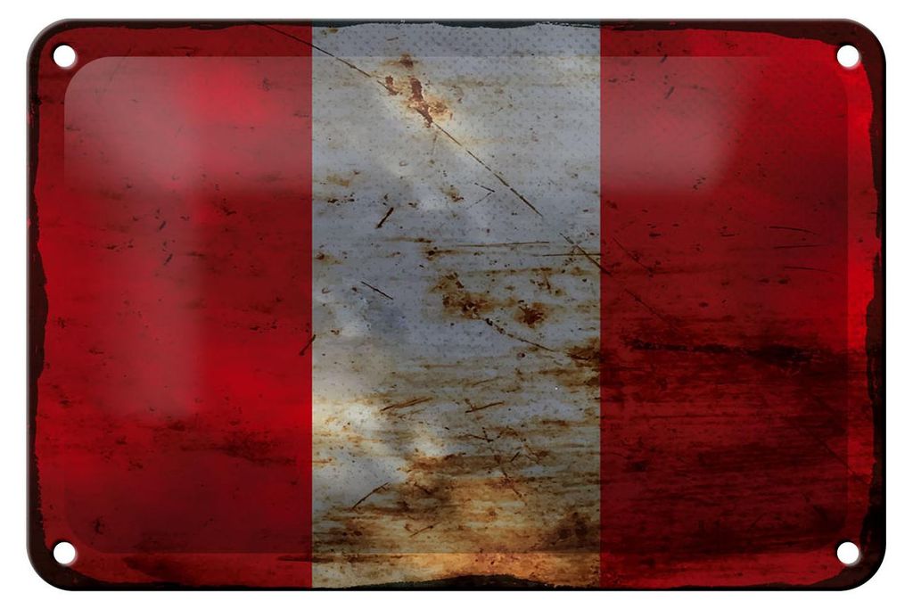 Blechschild Flagge Peru 18x12cm Flag of Peru Rost Dekoration