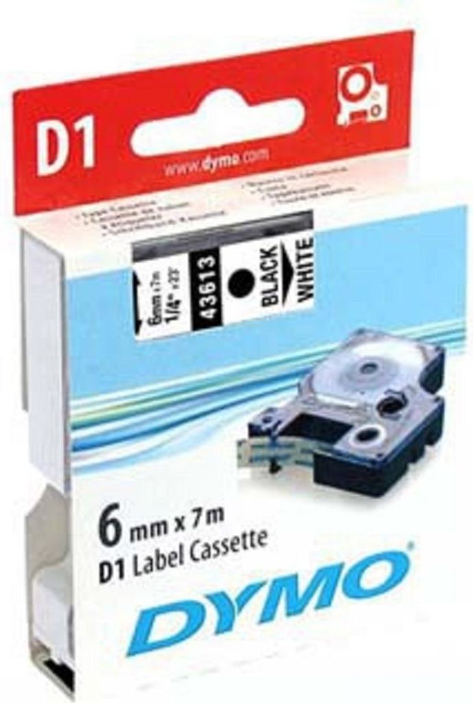 DYMO Original D1-Etikettenband | schwarz auf weiß | 6 mm x Produktbild 