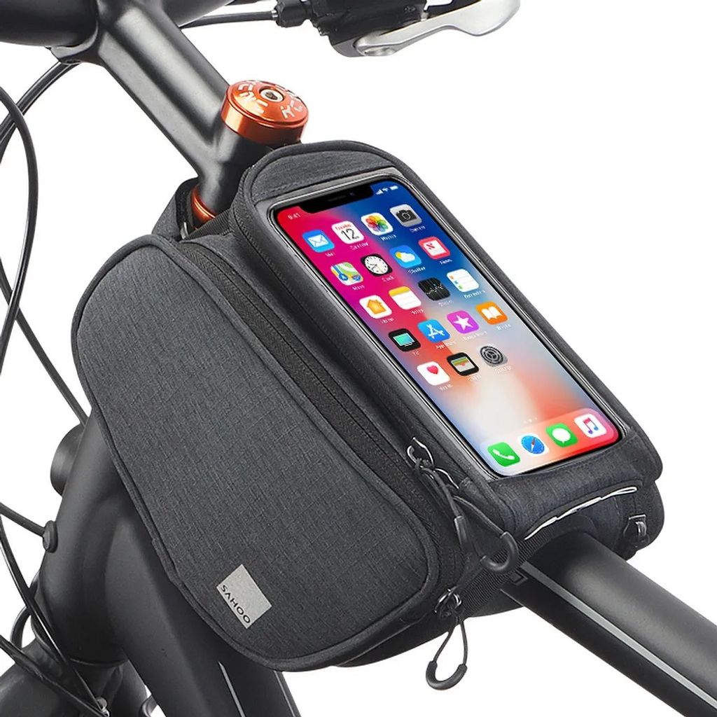 SAHOO Fahrradtasche Rahmen Tasche Smartphone Tasche 1,5L E-Bike Wasserdicht D300 Nylon