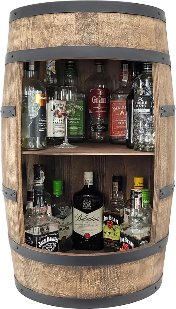 Armoire de bar en forme de tonneau - Meuble de rangement pour vins 80cm