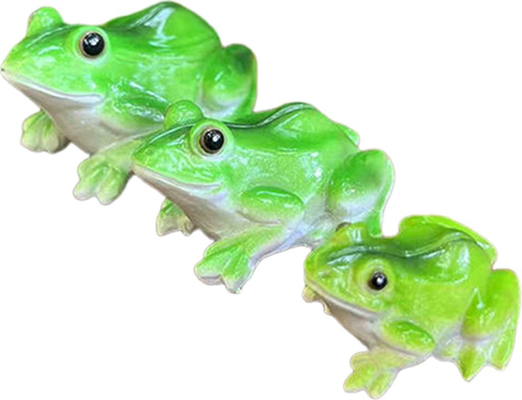 3 Stück Miniatur-Froschfiguren, Pflanzendekorationen, realistisch aussehende, wetterfeste, entzückende Froschstatuen, Gartendekoration