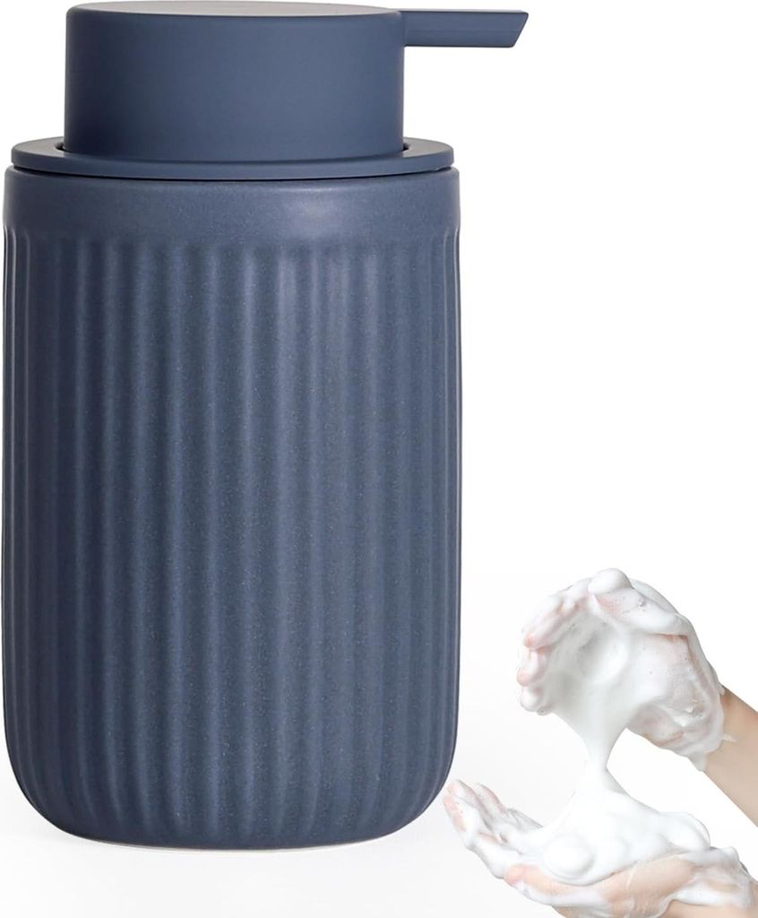 Schuimzeepdispenser - nachfüllbar - geeignet für Küche und Badezimmer - 350 ml - matt blau - keramisch