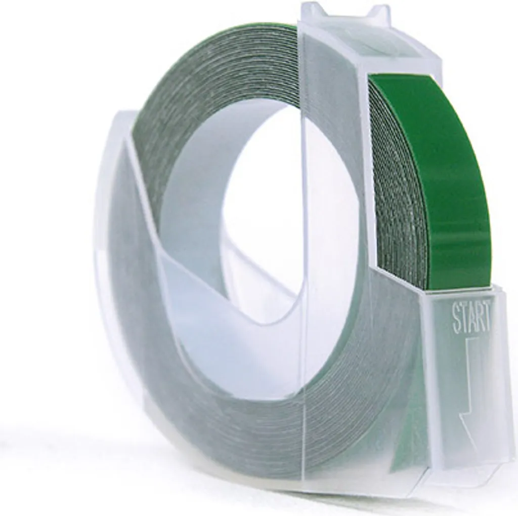 JetWorld Nastro 3D di ricambio Dymo bianco su verde (goffratura, rilievo) 9mm x 3m (S0898160) (10pz)