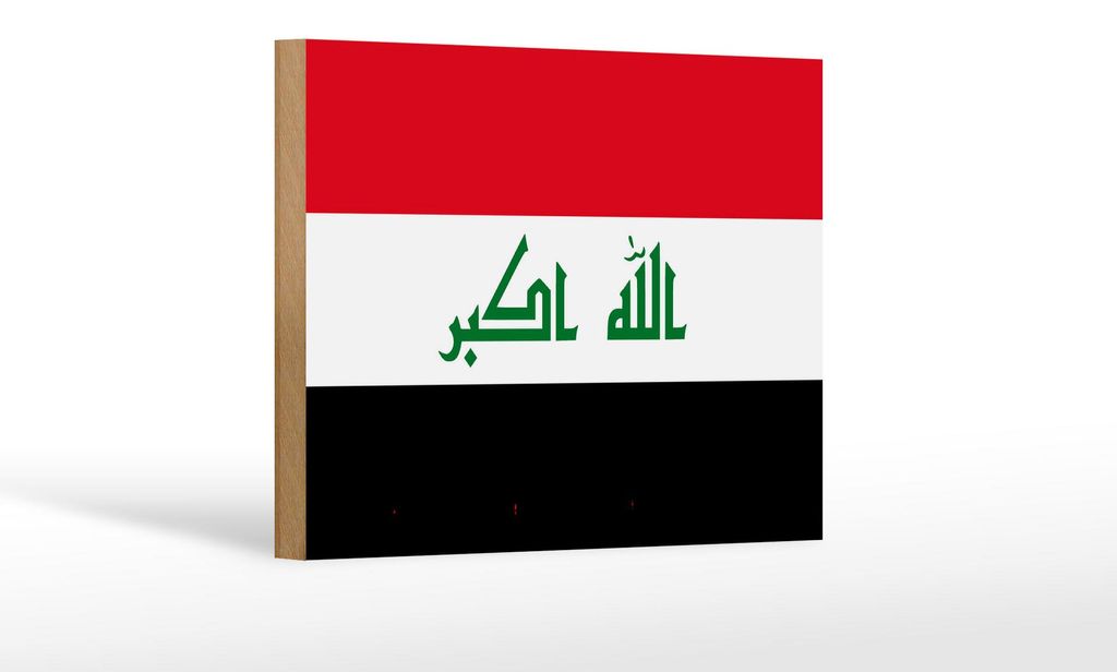 Holzschild Flagge Irak 18x12 cm Flag of Iraq Dekoration