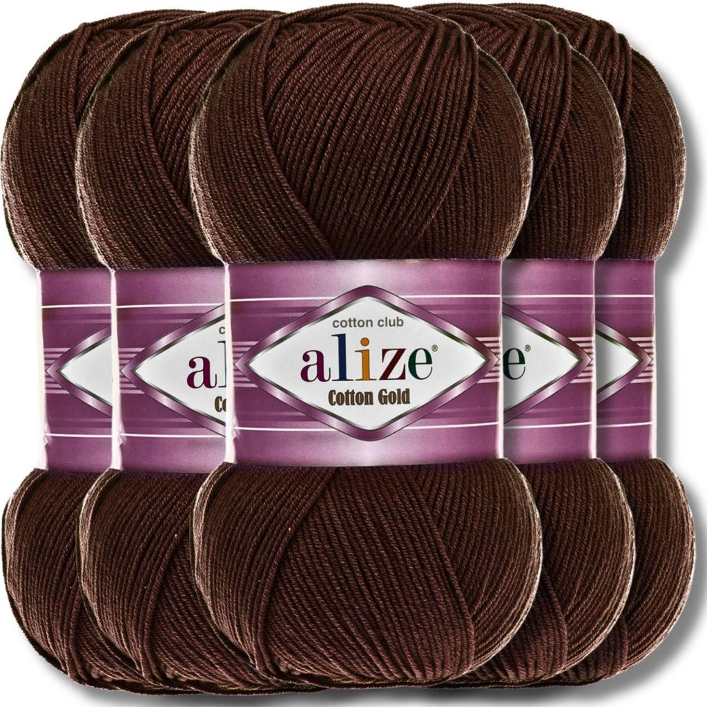 Alize 5x 100g Baumwolle Gold Wolle, Uni, Häkeln, Stricken Produktbild 