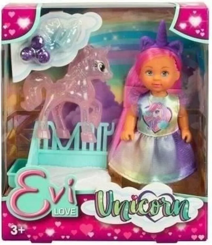 Petite Poupée Evi Love Licorne Incassable - Jouet de Voyage Enfant 12 cm