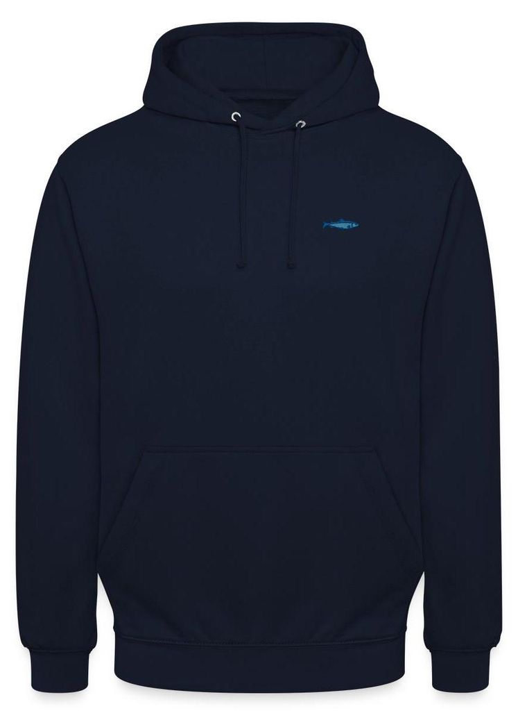Spreadshirt Bestickte Forelle Uni Hoodie, L, Navy