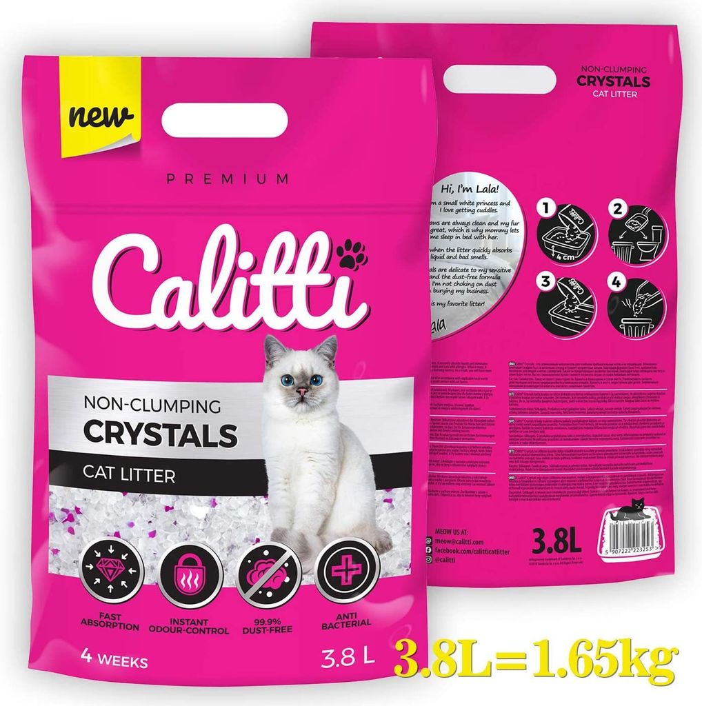 リーキ　5kg Silikonowy żwirek dla kotów Calitti Crystals 3,8L x 16