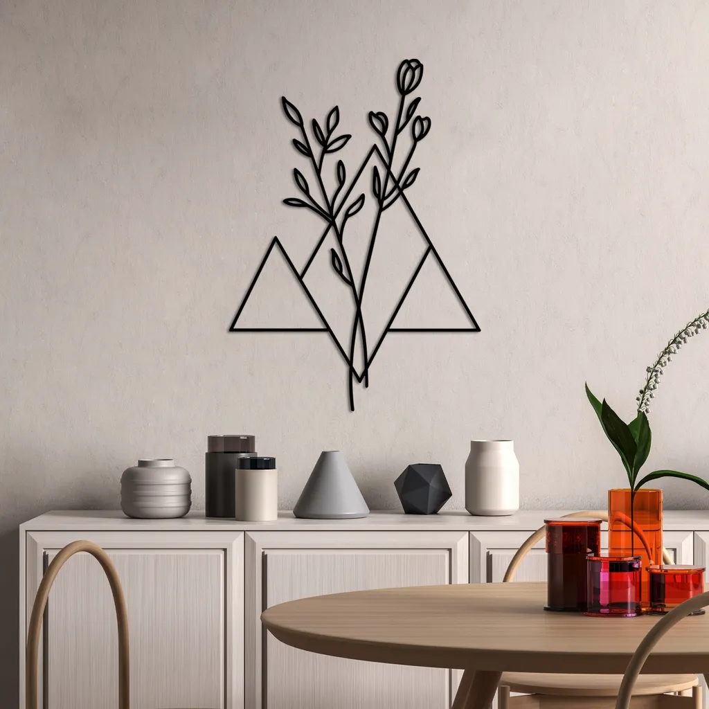 Wallity, Fiore - L, Accessorio decorativo da parete in metallo, 100 % METALLO, Nero, 70 x 50 cm