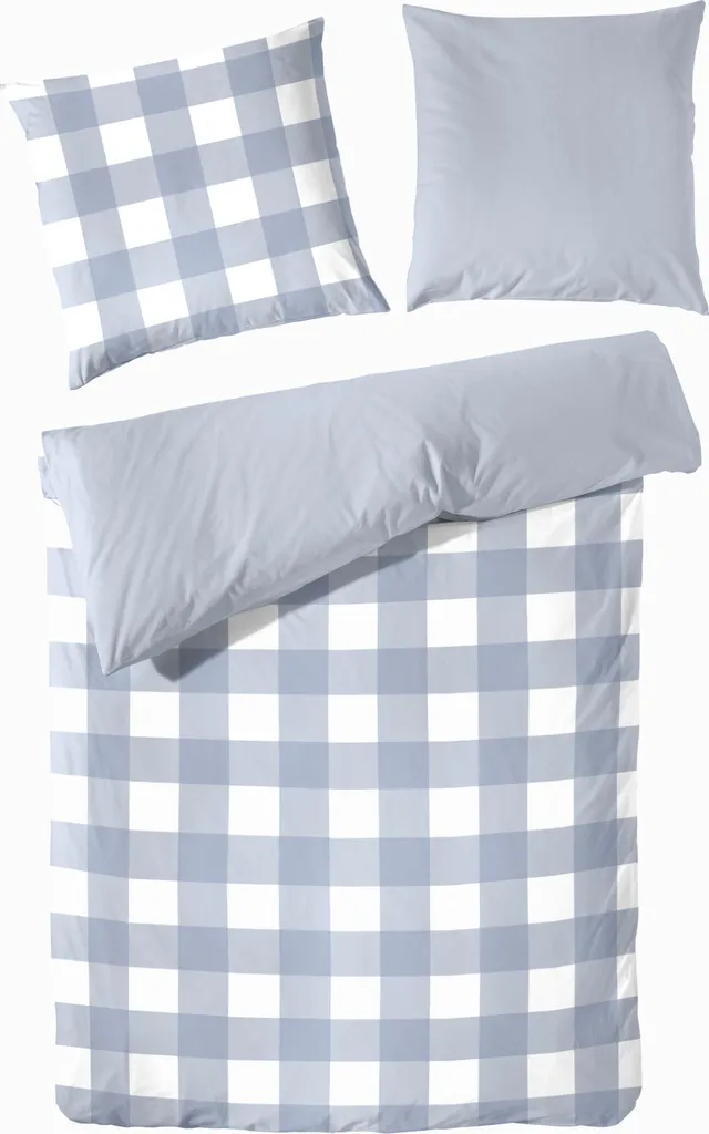 Linge de lit percale bleu 135x200 cm Hahn : confort durable garanti