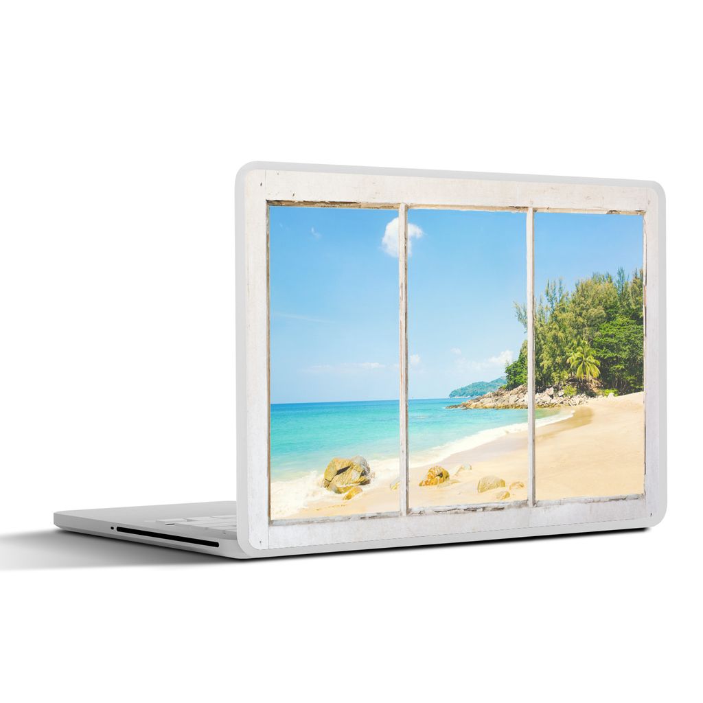 MuchoWow Laptop Aufkleber Sticker Cover Aussicht - Strand - Meer 31x22.5 cm - Laptop-Deko