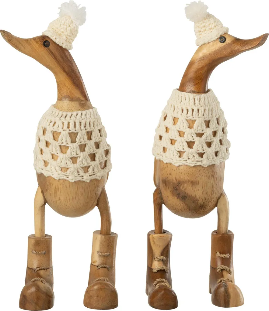 Crochet Mural Canard J-Line en Bois - Rangement Ludique pour Entrée et Bain