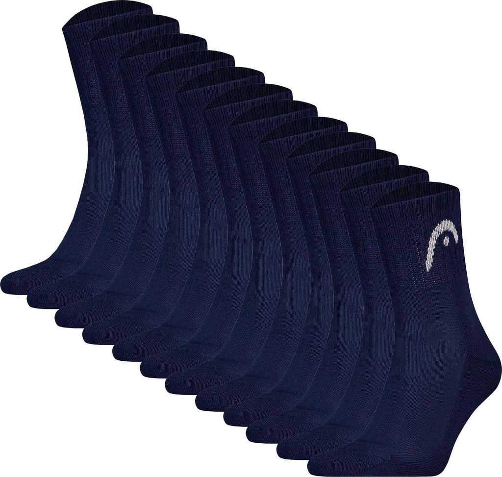 HEAD Unisex Socken, 12er Pack - All Sports Training Short Crew, Sportsocken, Logo, einfarbig Blau 39-42