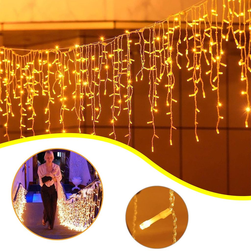 5 m Eisregen‑Lichtervorhang mit 200 LED, 8 Lichtmodi und Produktbild 