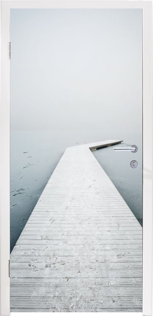 MuchoWow Türtapete Selbstklebende Türfolie Ruhiger Steg über einem eisigen See 90x205 cm Türposter Türaufkleber Klebefolie Türklebefolie - ...