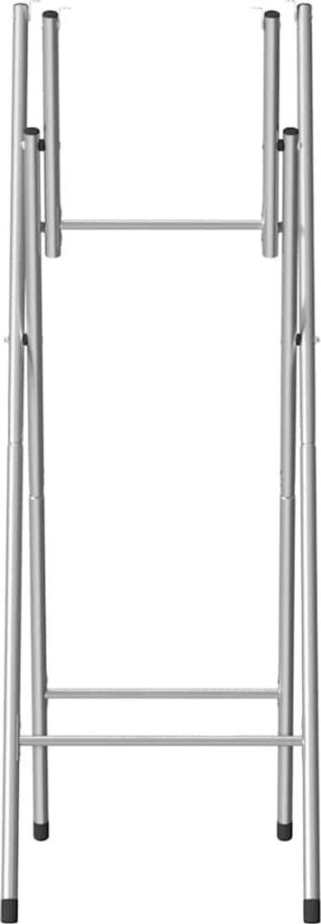 A silver folding bar table frame shown from the front against a white background.