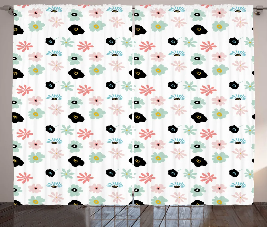 Rideau de salon grande taille 280x225 cm style floral pour déco rustique