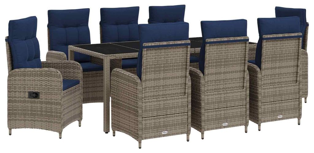 vidaXL Outdoortisch-Set 9 pcs Poly-Rattan