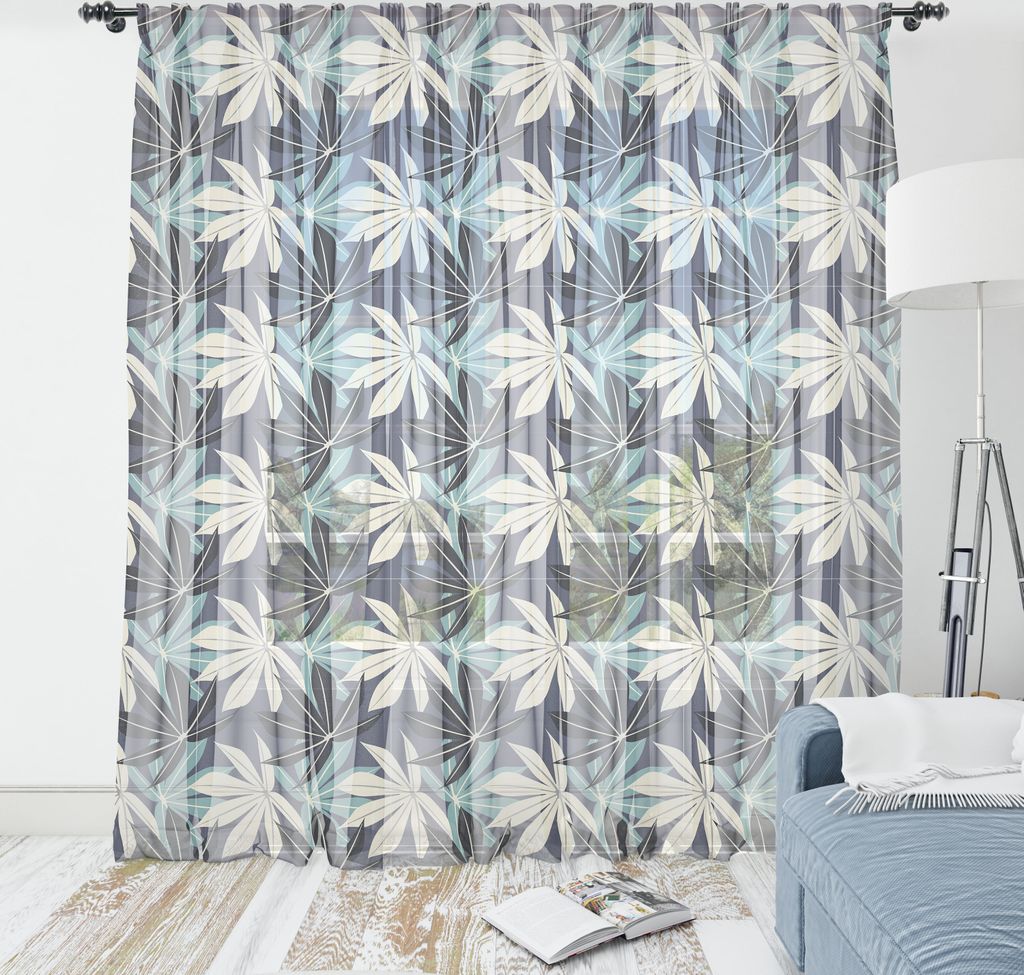 ABAKUHAUS Botanisch Wandteppich, Tropische Blätter Repetitive Linien Zipfel Petals, Wohnzimmer Schlafzimmer seidiges Satin Wandtuch, 210 cm x 274...