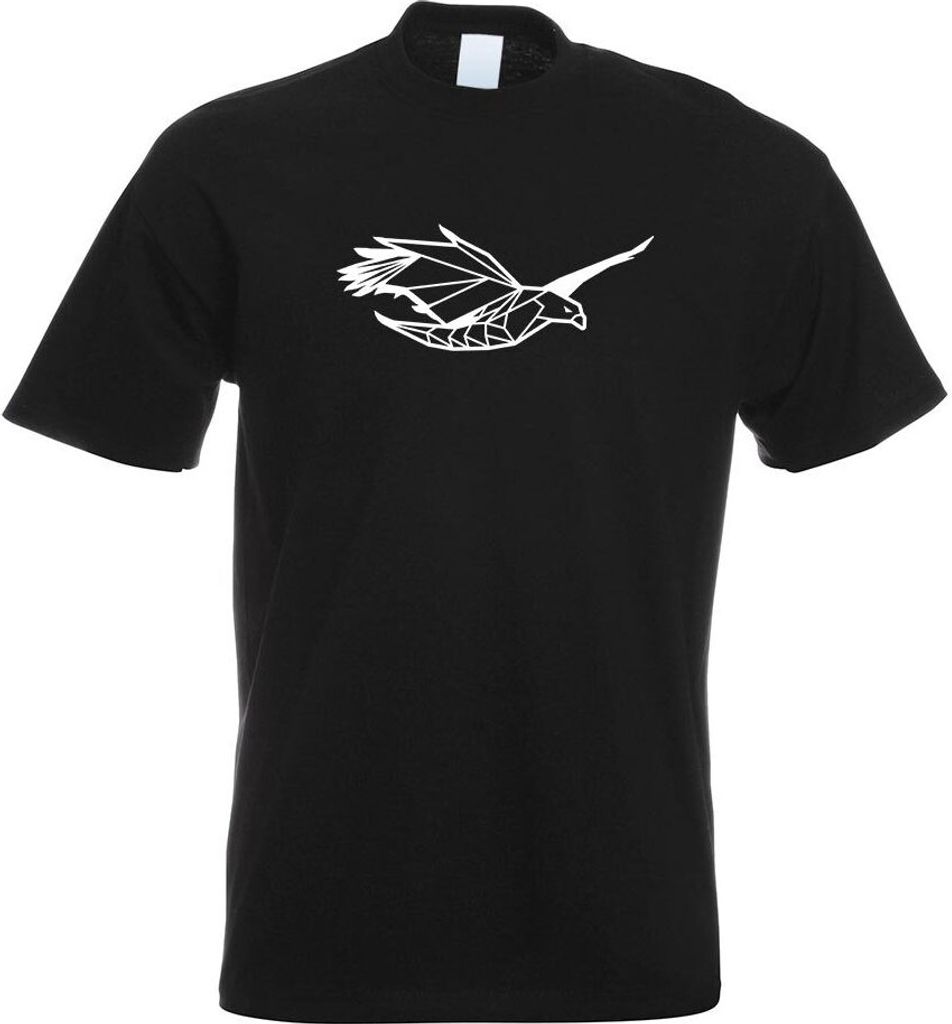 Kiwistar - T-Shirt - schwarz - Adler Raubvogel Polygon Motiv Bedruckt Funshirt Design Print - mit Motiv Bedruckt - Funshirt Design - Sport - Freize...