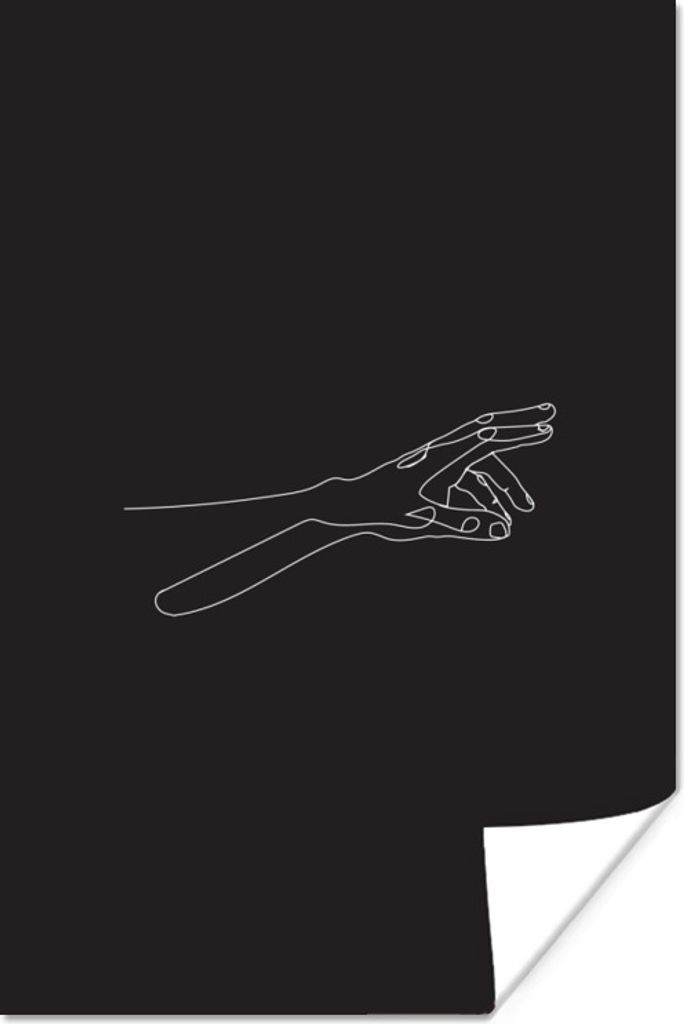 MuchoWow Poster Hand - Strichzeichnung - Finger 120x180 cm - Kunstposter