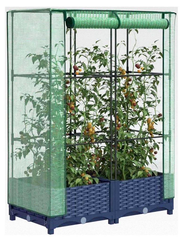 Hochbeet mit Gewächshausaufsatz Rattan-Optik 80x40x123 cm