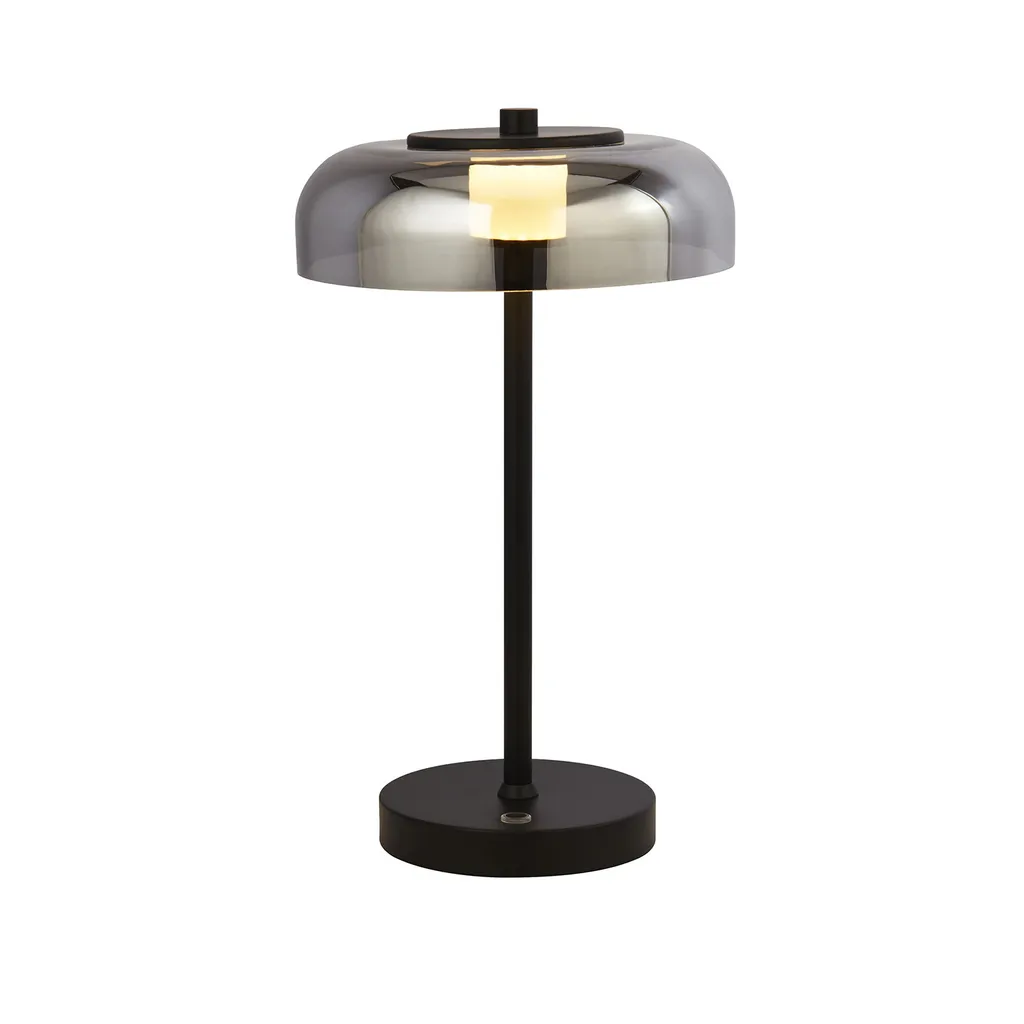Lampe de table anti-éblouissement LED Frisbee en verre fumé chic