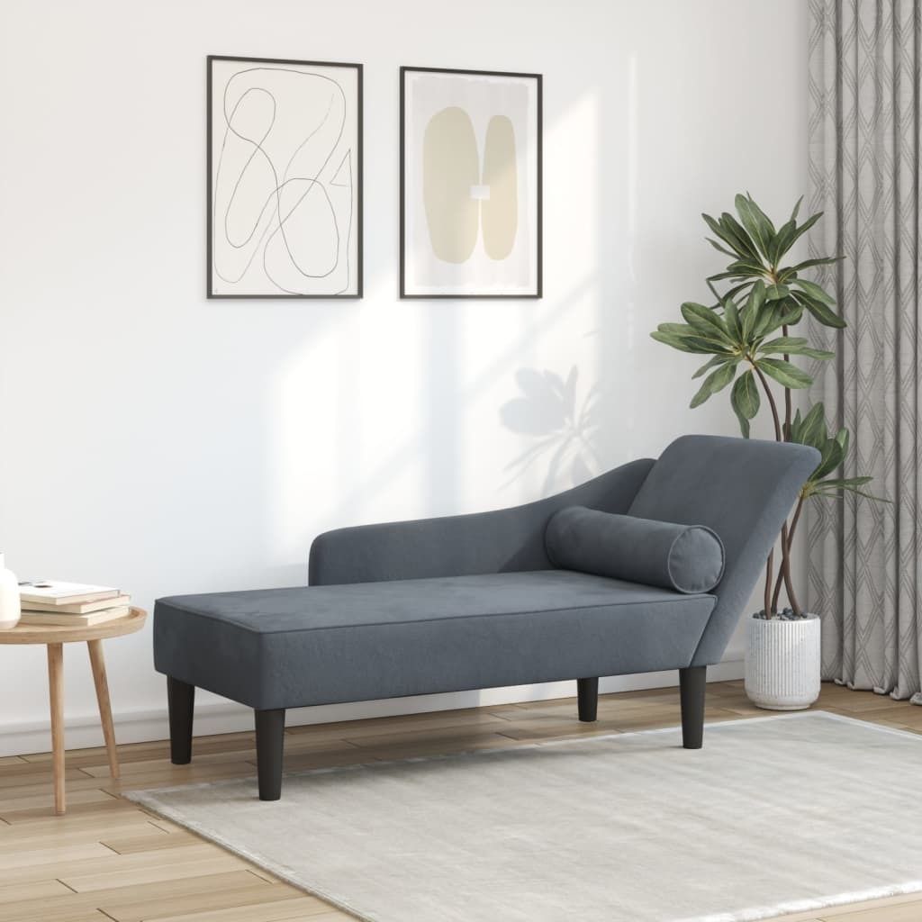 vidaXL Chaiselongue mit Kissen Dunkelgrau Samt Produktbild 1