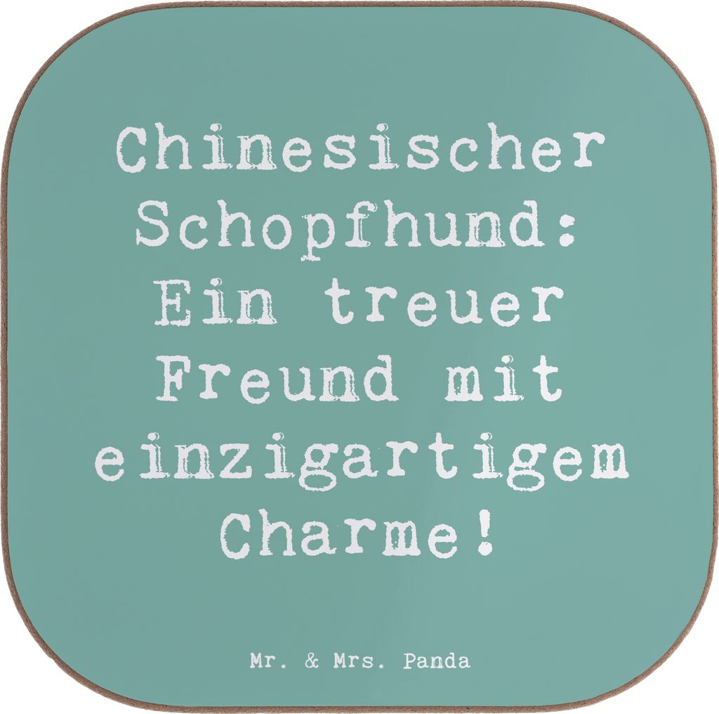 Mr. & Mrs. Panda Tassenuntersetzer Spruch Chinesischer Schopfhund Charme - Meeresbrise - Geschenk, kleine Hunde, Tischuntersetzer, liebevoll, Coast...