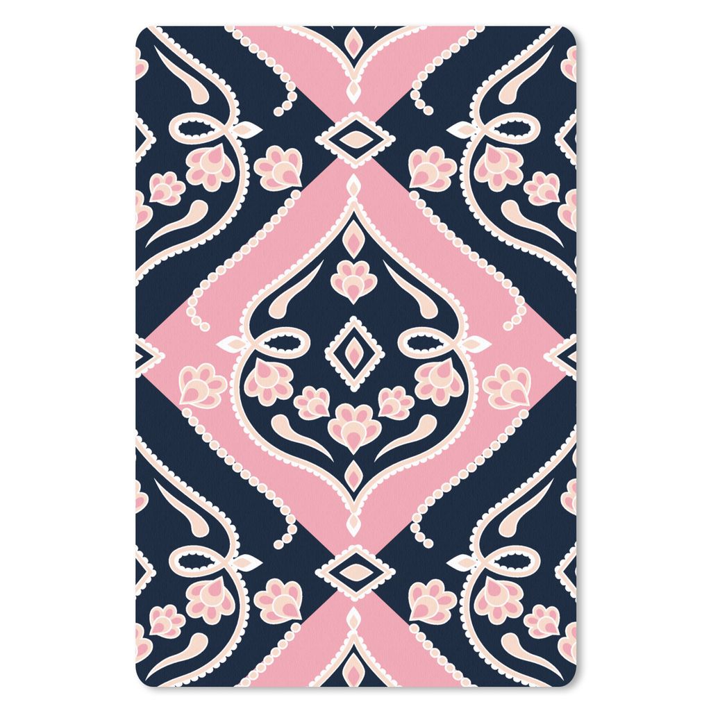 MuchoWow Mauspad Mousepad Blumen - Rosa - Ornament - Entwurf 40x60 cm - Mousepads - Maus Mat - Pad - Mausunterlage - Schreibtisch Accesoire