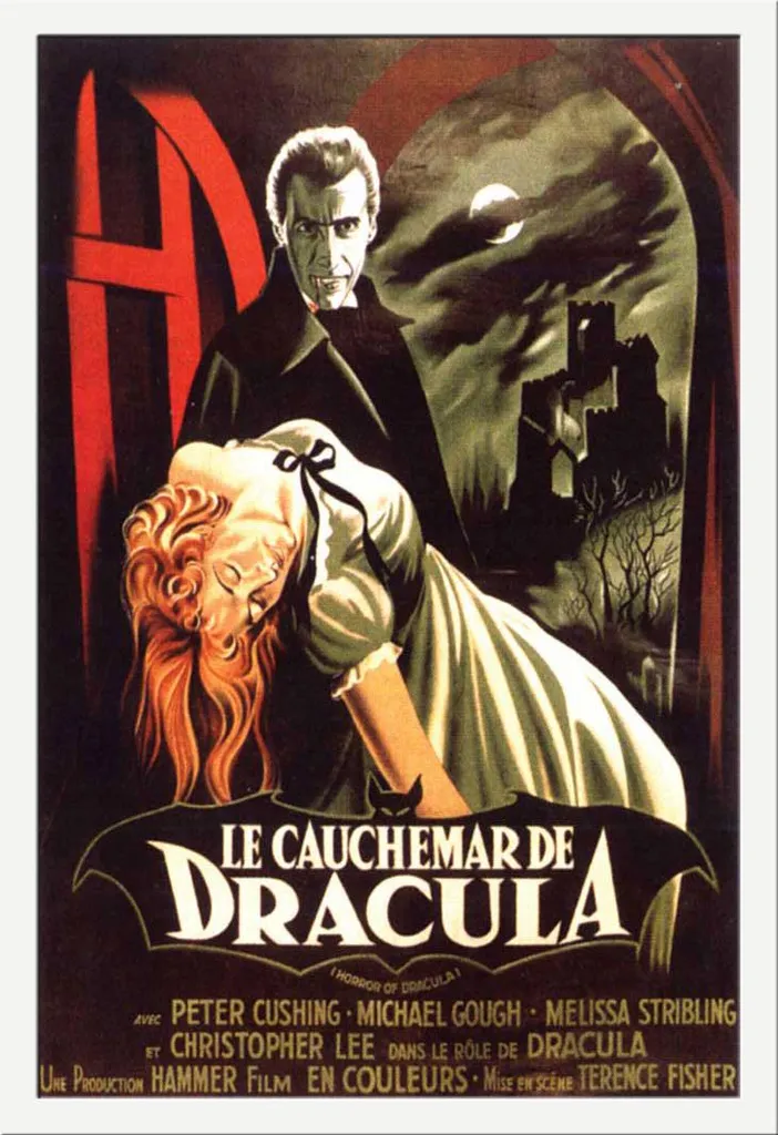 Dracula - Poster - Le Cauchemar de Dracula (Christopher Lee) + cornice rimovibile, Shinsuke® Maxi MDF bianco, vetro acrilico