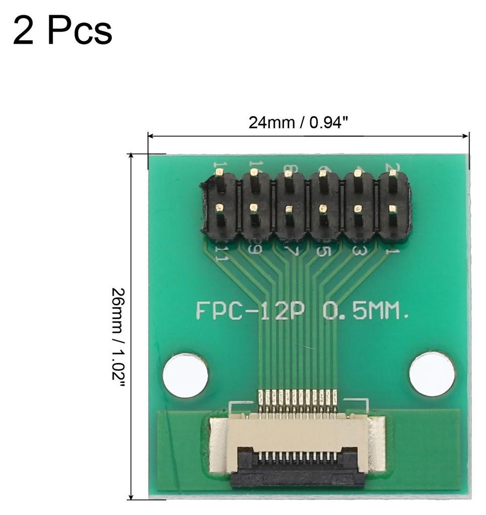 2 Stš¹ck FFC FPC Connector Board 12 Pin 0,5 mm Buchse auf 2,54 mm Doppelreihiger m?nnlicher Pin Header Strip Adapter, PCB Converter Board fš¹r ...
