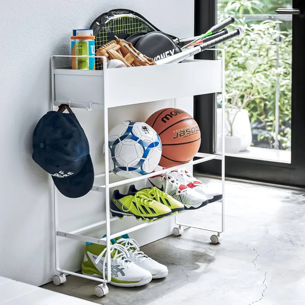 Étagère à chaussures fine et Chariot de rangement étroit blanc sur roues