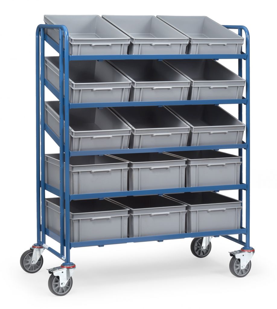 fetra 1398 - Stahl - Regalwagen - Blau - 400 kg - 4 Rad/Räder - 16 cm