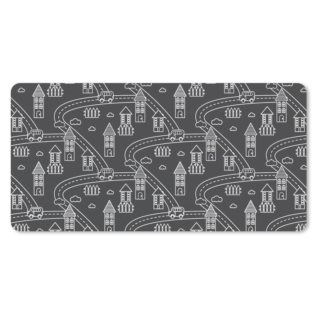 MuchoWow Mauspad Mousepad Muster - Haus - Auto 60x30 cm - Mousepads - Maus Mat - Pad - Mausunterlage - Nachhaltig