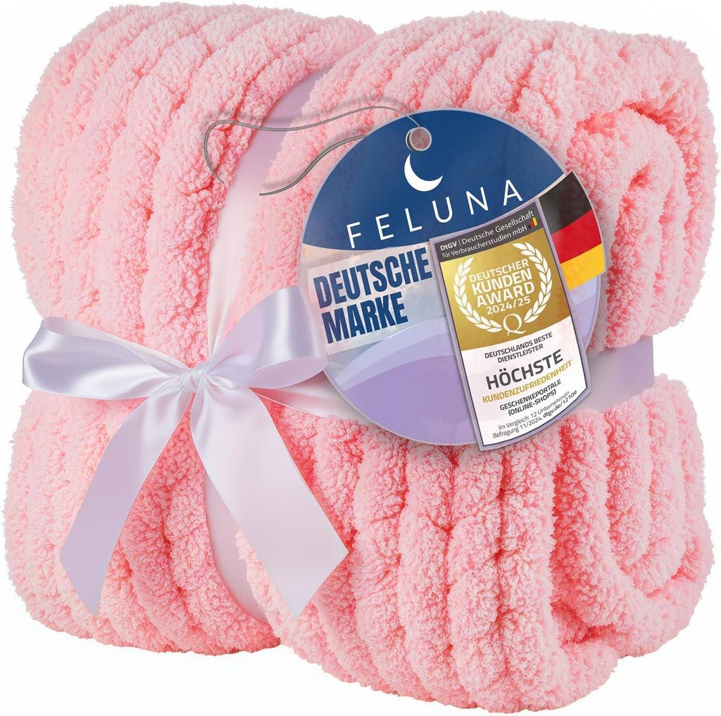 Feluna Grobmaschige Wohlfühldecke Kuscheldecke Strickdecke Produktbild 