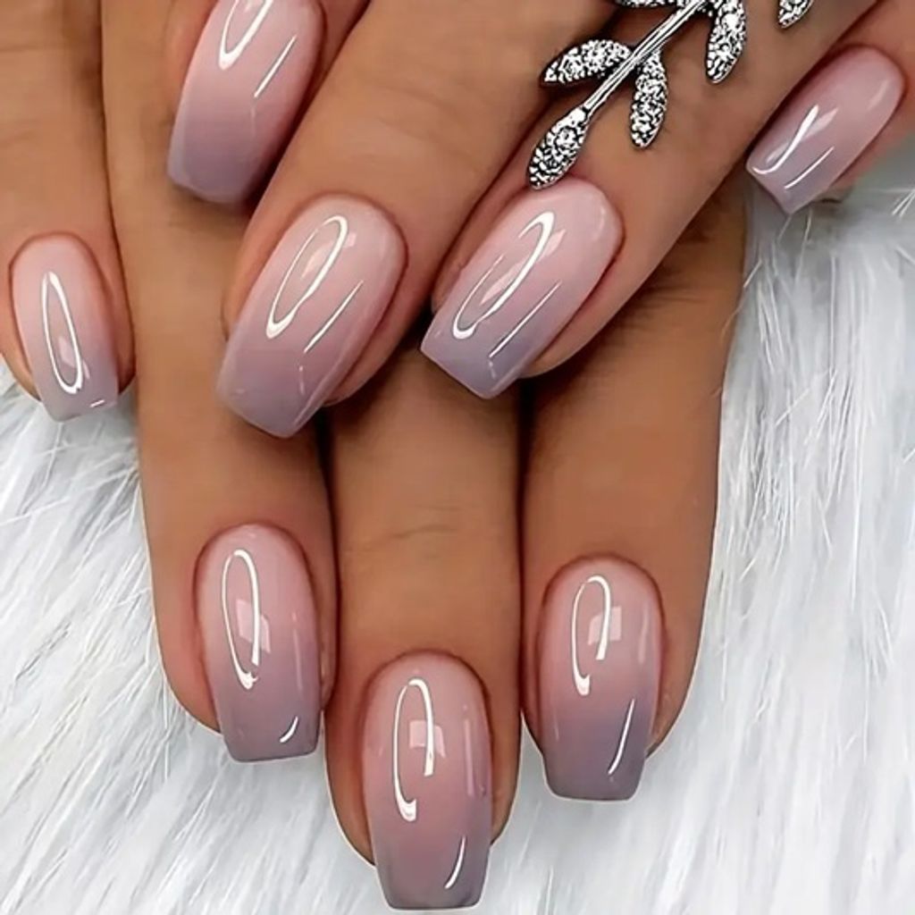 GKA Künstliche Fingernägel 24p G29 rosa lila zum Aufkleben press on Nails Klebepads mit Kleber und Nagelfeile Nägel