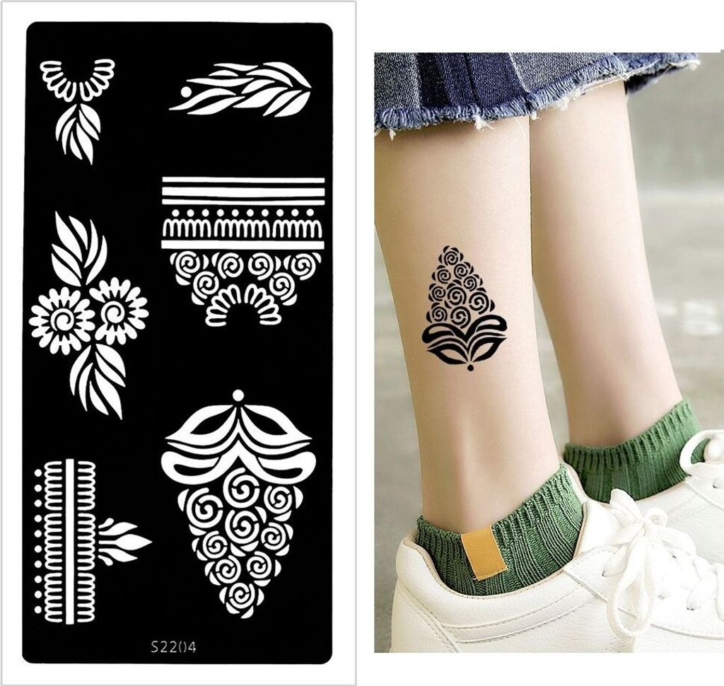 Henna Tattoo Schablone Airbrush Stencil Blume Ornamente
