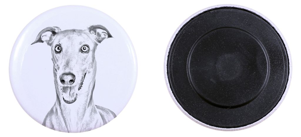 Italienisches Windspiel, Italian Greyhound Magnet mit einem Hundepfotenabdruck, außergewöhnlich leicht, starker Magnet, handgefertigtes Produkt d...