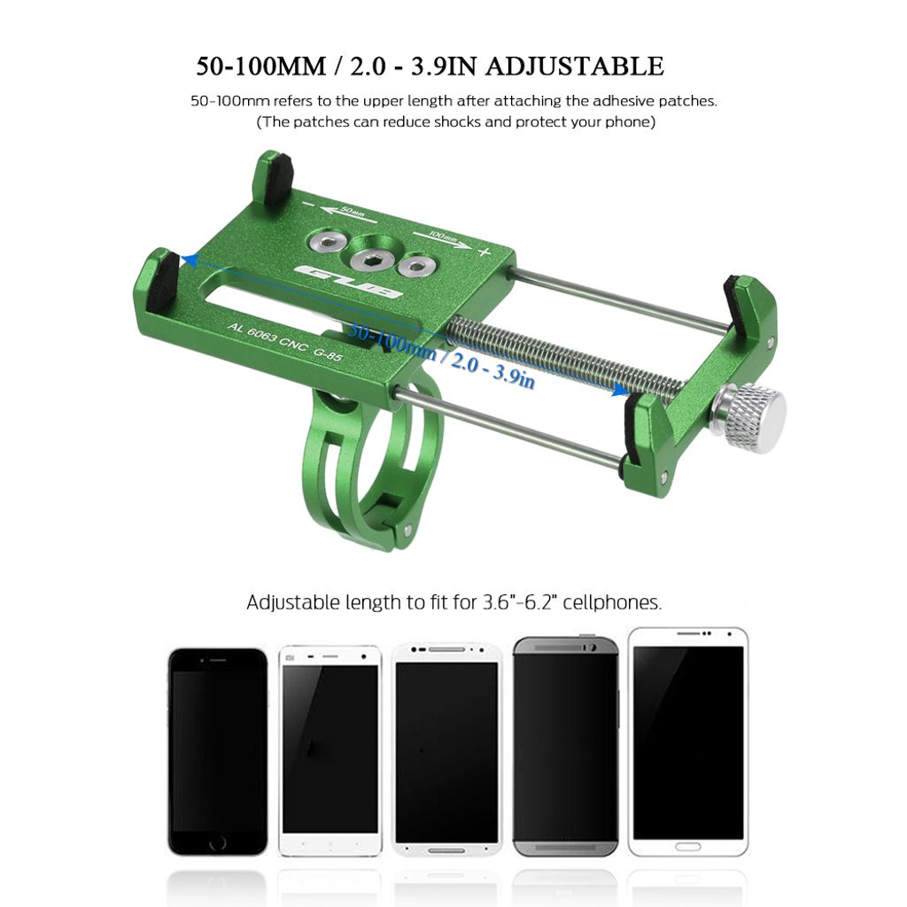 Aluminiumslegierung Handyhalterung – Verstellbarer Handyhalter in Grün für Fahrräder,ideal zur sicheren Befestigung des Smartphones während d...