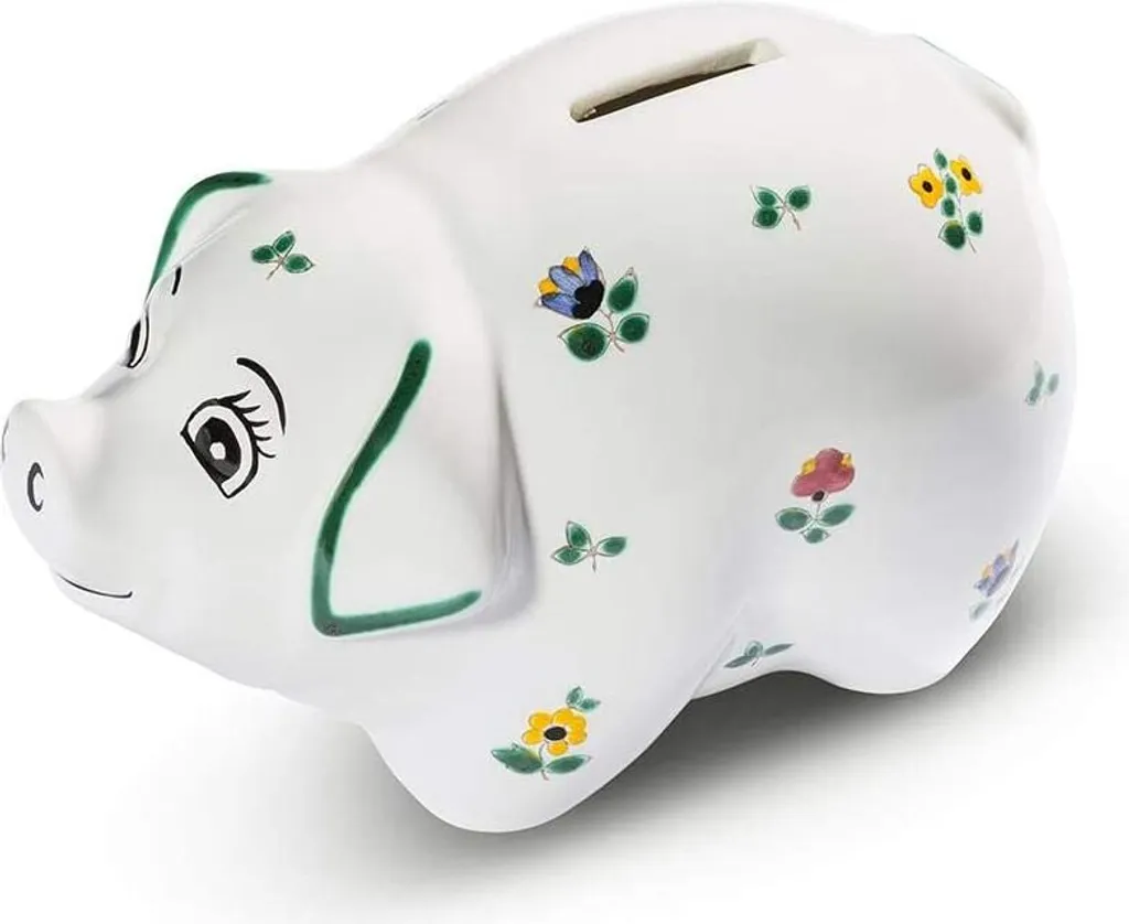 Idée cadeau : tirelire Lilly Gmundner Keramik décor Streublumen champêtre