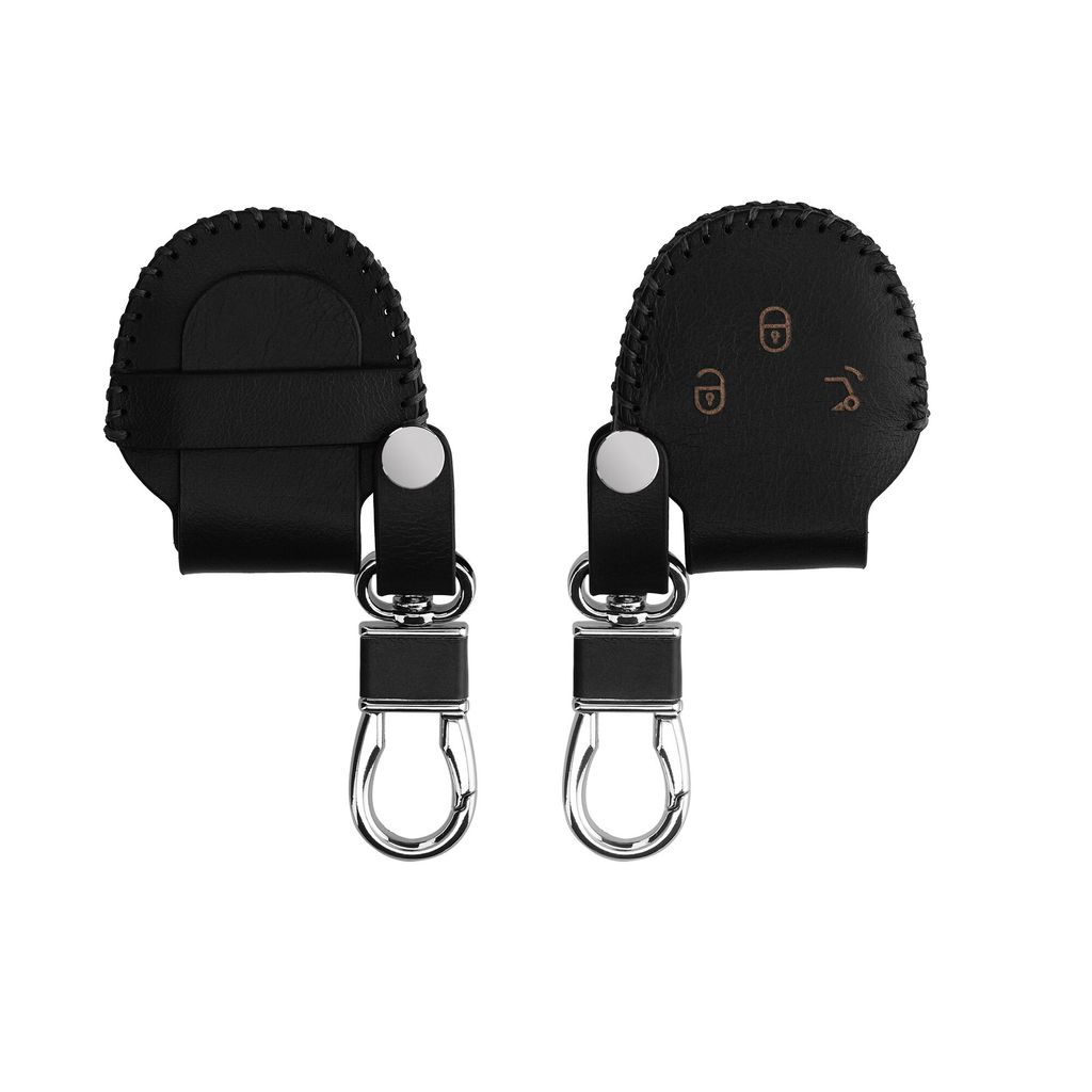 kwmobile Leder Autoschlüssel Hülle kompatibel mit Smart 3-Tasten Funk Autoschlüssel Schlüsselhülle - Schlüssel Tasche Schwarz