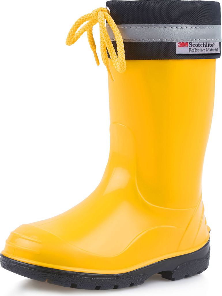 Ladeheid Kinder Mädchen Jungen Gummistiefel mit Stulpe LA-972 (Gelb/Schwarz, 21 EU)