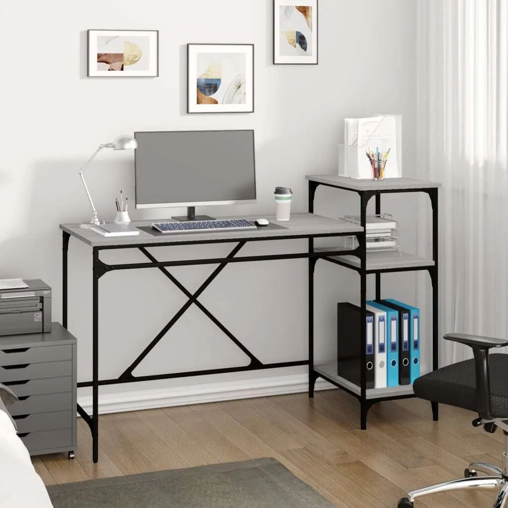 Scrivania Professionale Grigio Sonoma 135x50x90 cm | Ufficio vidaXL