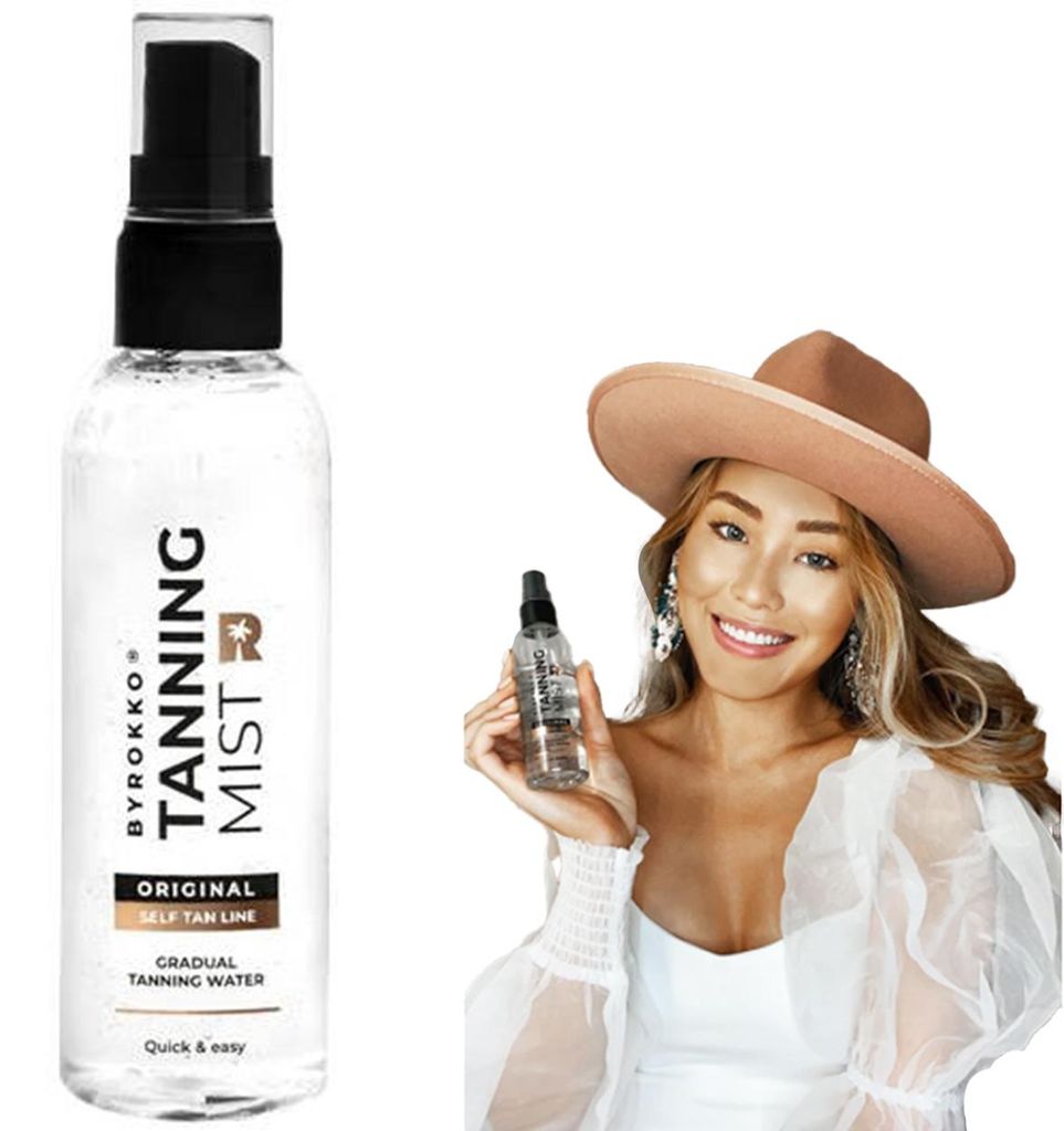 Byrokko Tanning Mist Selbstbräuner Nebel Gesicht 100 ml leichte schnell trocknende Formel ohne Streifen