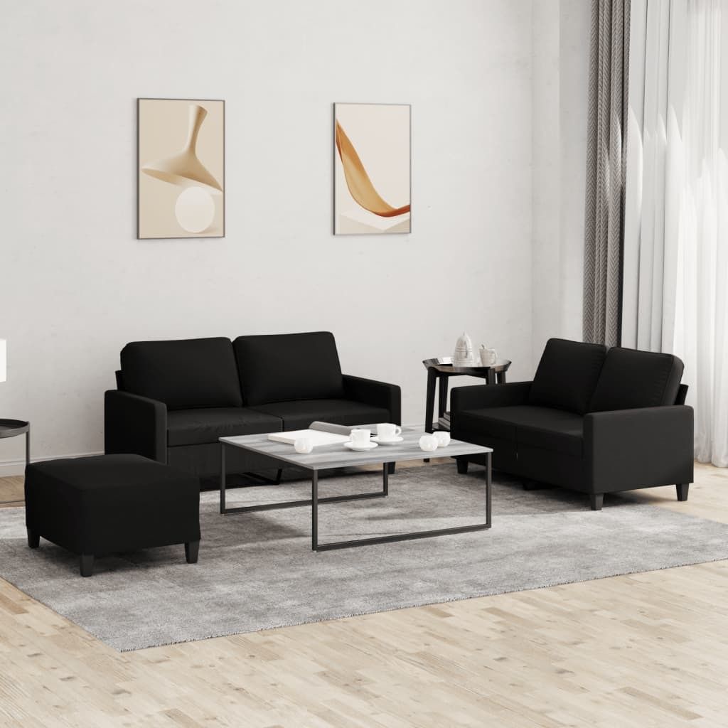 Maison Exclusive - 3-tlg. Sofagarnitur mit Kissen Schwarz Stoff