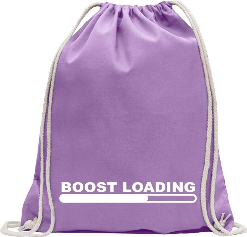 Kiwistar - Turnbeutel - lavendel - Boost Loading - Fun Rucksack Sport Beutel Gymsack Baumwolle mit Ziehgurt