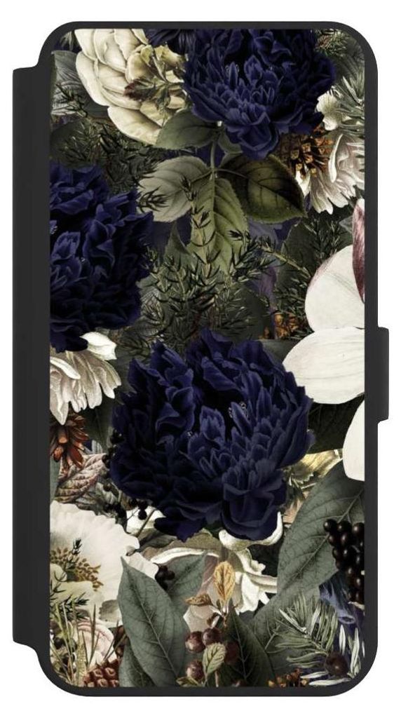 NIVOCASE Klapphülle für Samsung Galaxy S24+ Handyhülle aus Kunst Leder NIVOflip schwarz Blumen Utart Vintage