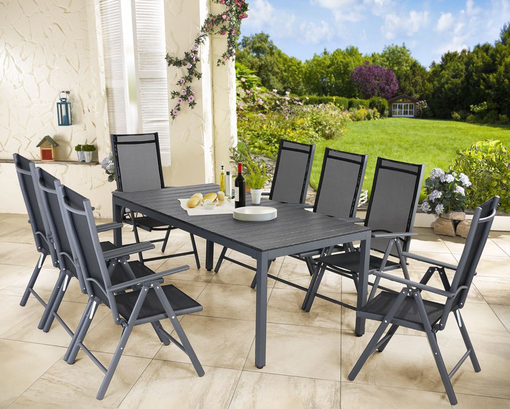 CASARIA® Alu Sitzgruppe Gartenmöbel Essgruppe Garten Garnitur Tisch Stuhl Set 