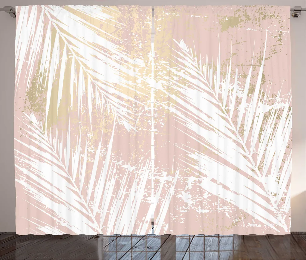 Rideau botanique ABAKUHAUS 280 x 225 cm Blush Camel avec boucles